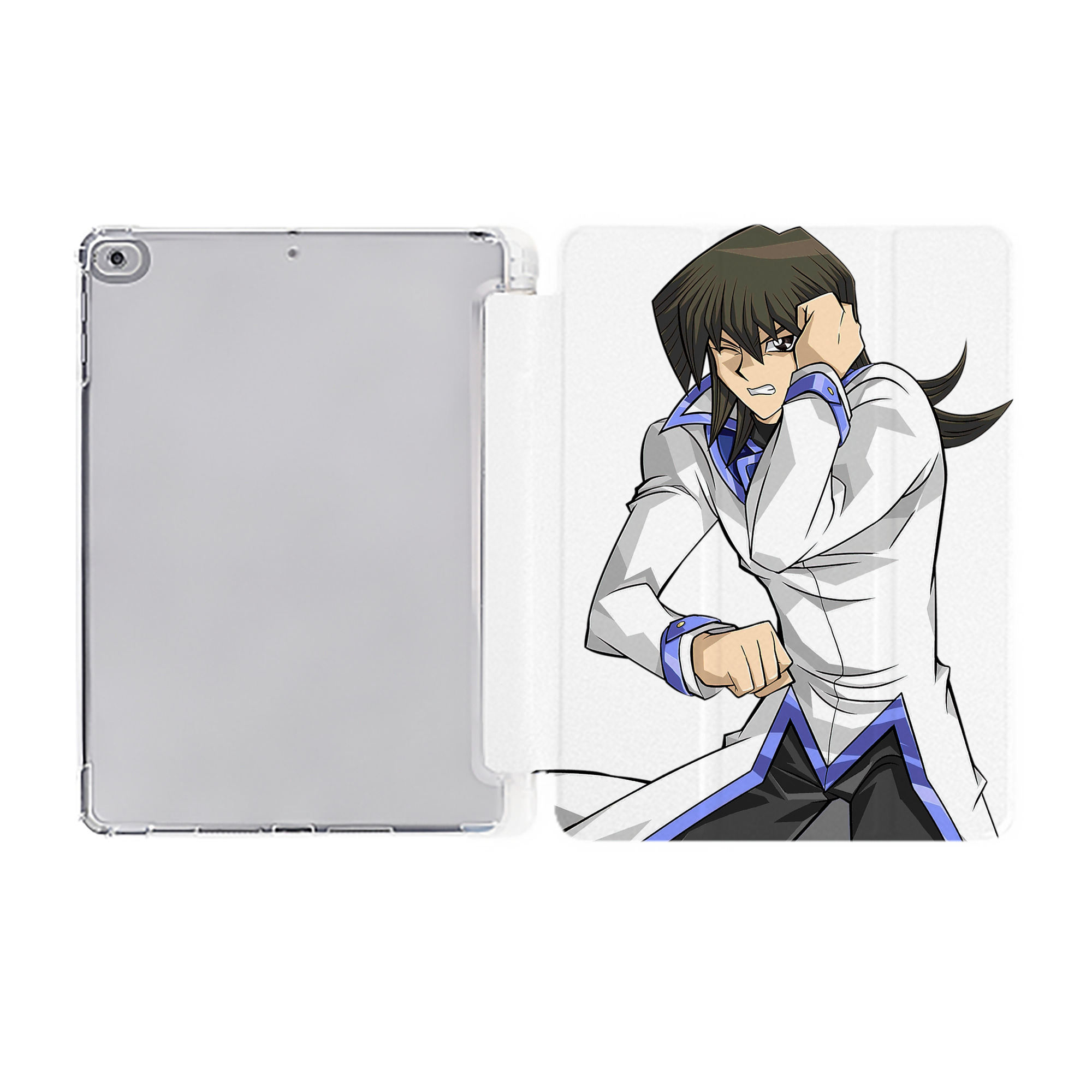 （画像用） 遊☆戯☆王 Yu-Gi-Oh! IPad ケース ペン収納付き 三つ折りスタンド PUレザー×シリコン 対応機種9.5/10.5/10.9インチ